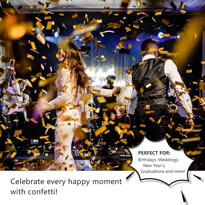 6 Pack Gold Confetti Poppers, 12 Inch Confetti Cannon Party Poppers Shooters for Birthday, Wedding, Graduation, Anniversary, Parties, Christmas, New Year's Eve