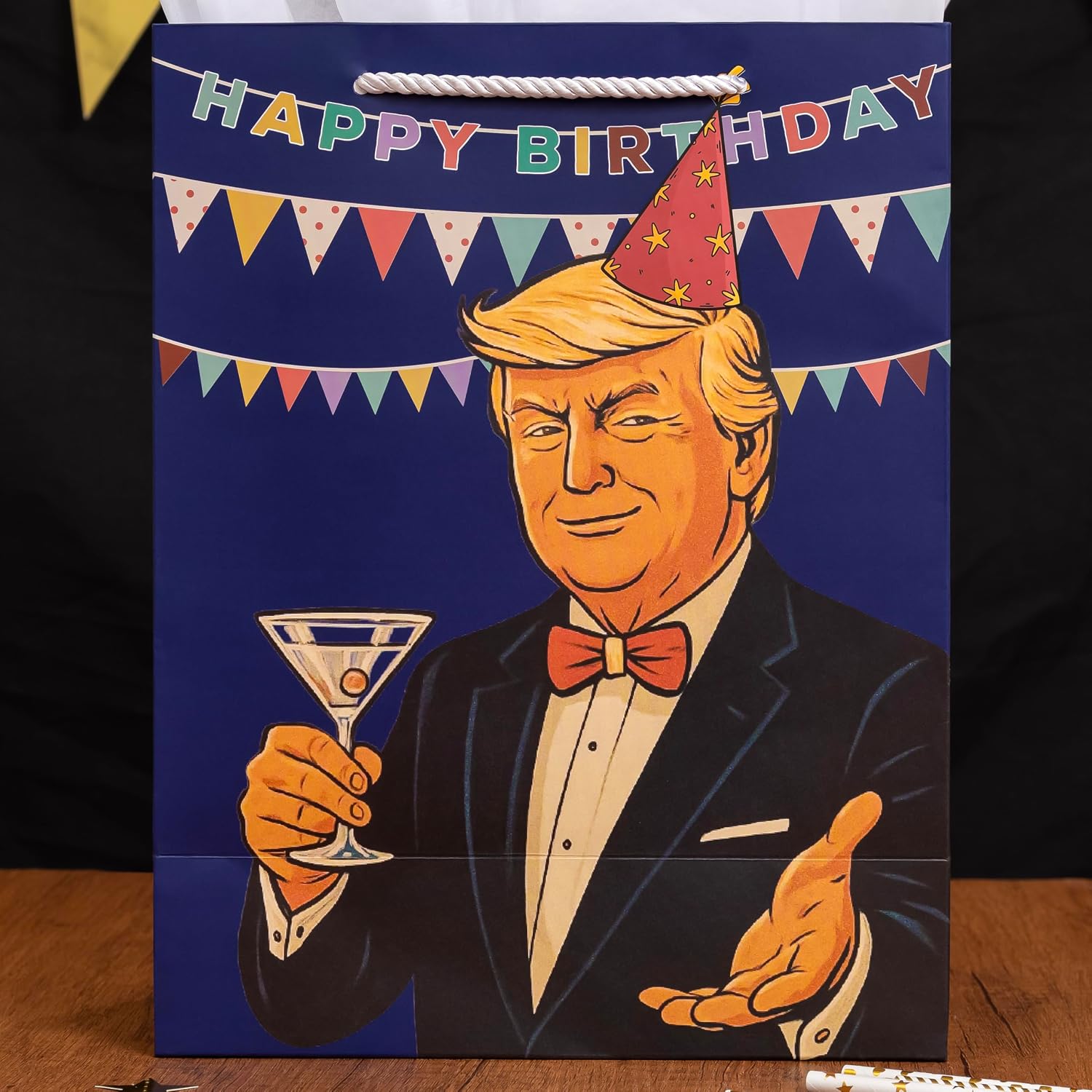 Crisky Funny Birthday Gift Bag for Men with Funny Birthday Cards for Men Women Him Her, Blue Gift Bags Great for 30th, 40th, 50th, 60th Bday for Dad Boyfriend Best Friends Coworker