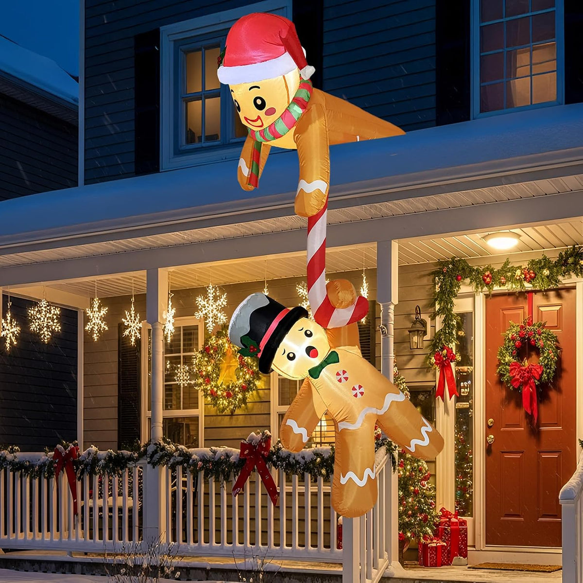 ourwarm 7ft christmas inflatable outdoor decoration, climbing gingerbread, package contents