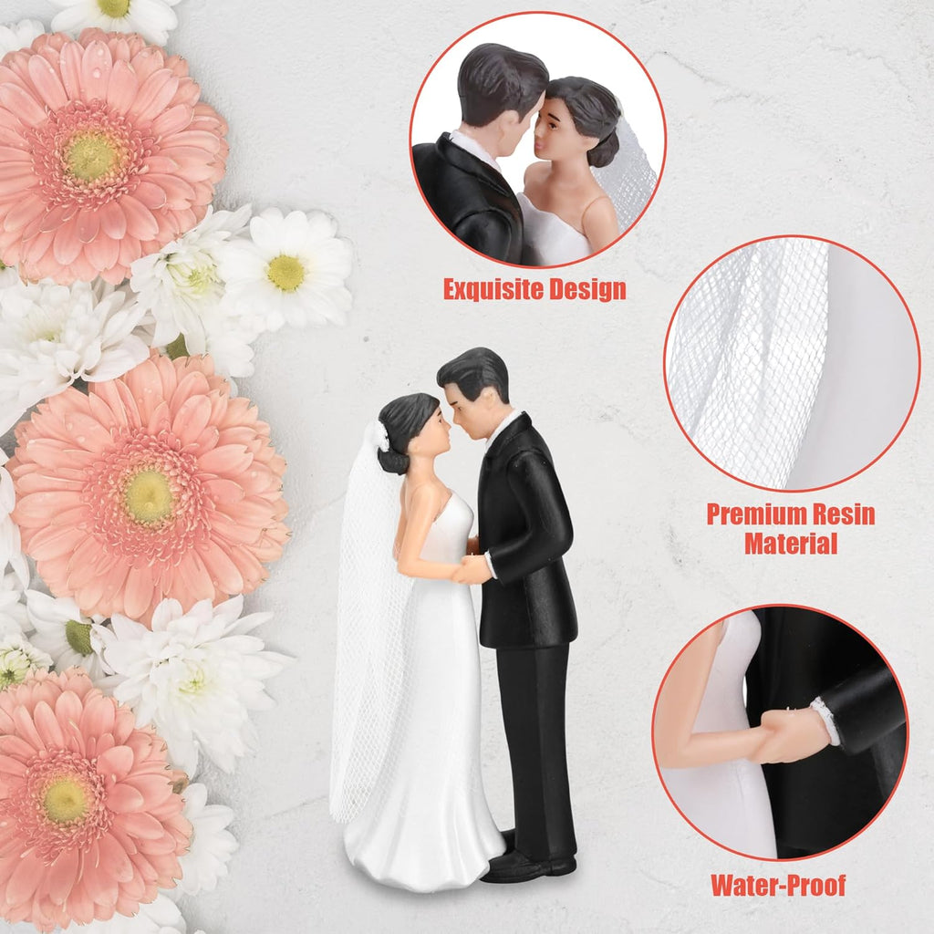 4.3” Traditional Bride and Groom Cake Toppers – Elegant Romantic Wedding Cake Vintage Couple Figurine, Pastel Novios Para Statue for Engagement, Anniversaries, Bridal Showers Parties, Party Decoration