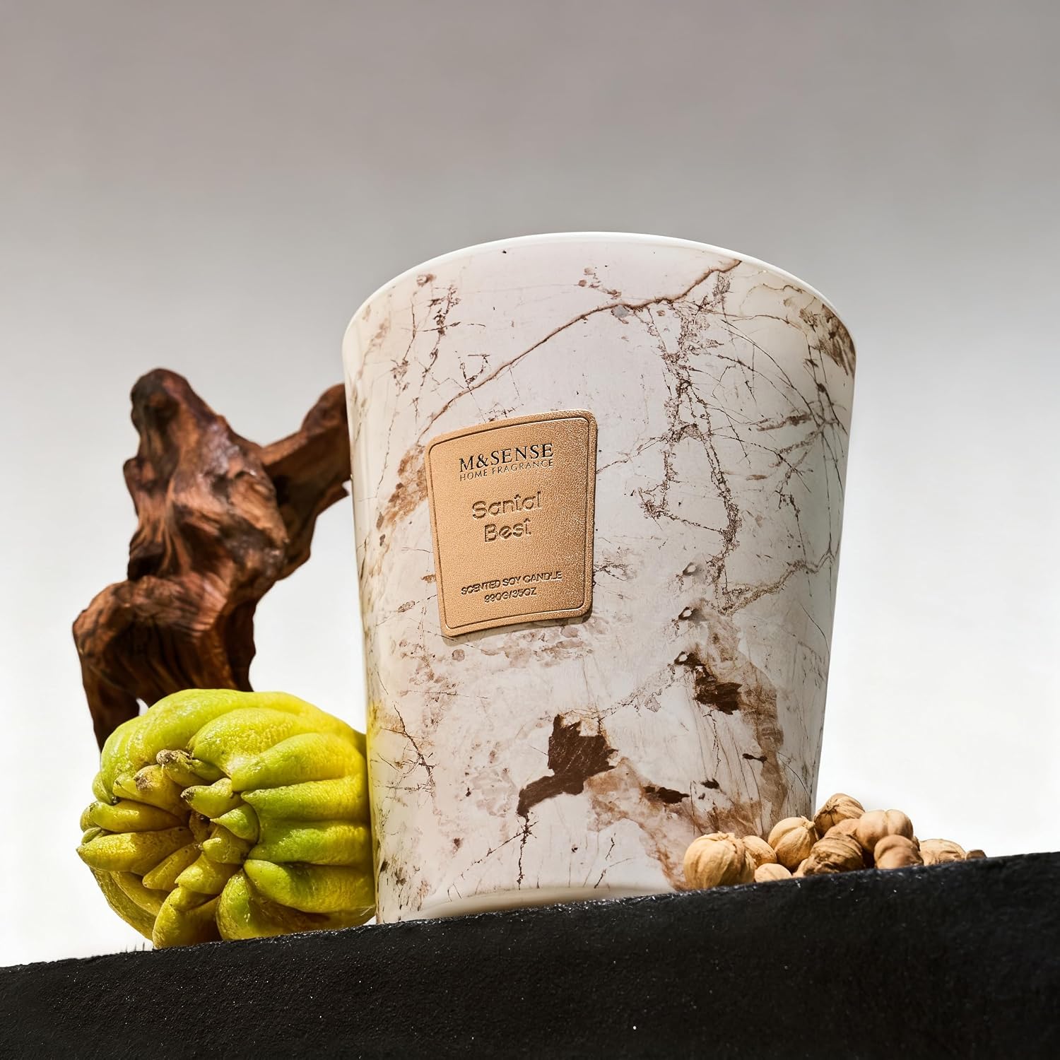 M&SENSE Extra Large Candle 35oz 150H Santal Scented 3-Wick Highly Scented Jar Candles, XL Candle for Home Decor, Long Lasting Aromatherapy Candle for Stress Relief, Meditation