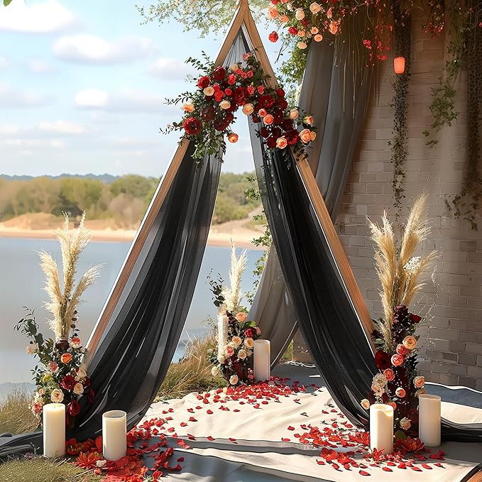 Black Wedding Arch Draping Fabric 1 Panel 30'' x 20FT Black Drapes Sheer Fabric Backdrop Arch Draping Fabrics for Wedding Ceremony Birthday Party Bridal Shower Decoration