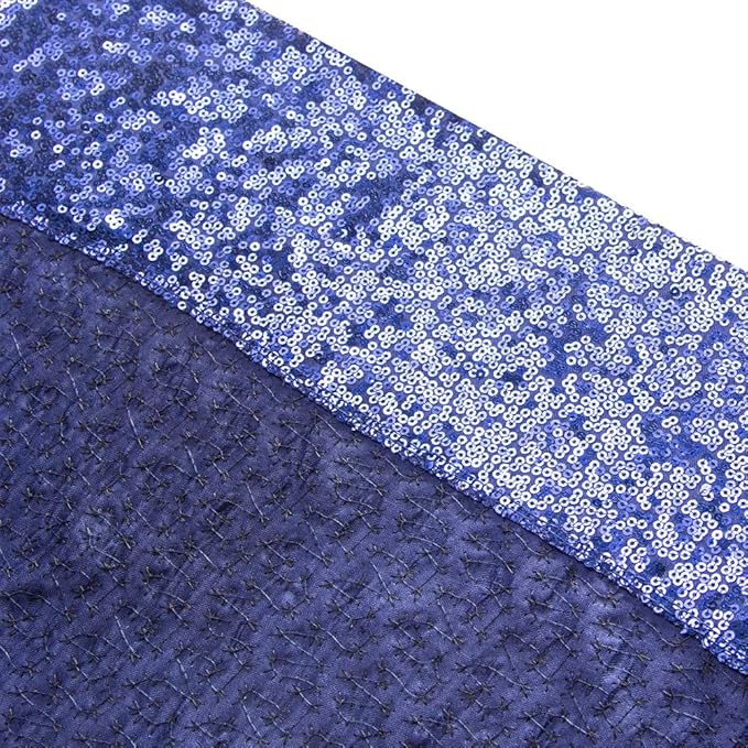 SquarePie Sequin Backdrop Non-Transparent Background Sparkly Curtain for Wedding Party 2FT x 8FT Navy Blue 2pcs