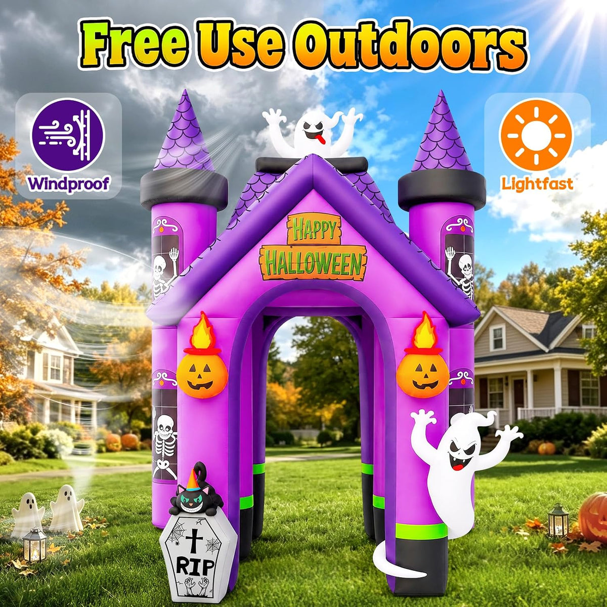 12FT Halloween Inflatable Archway, Kalolary Witch Haunted House Inflatables