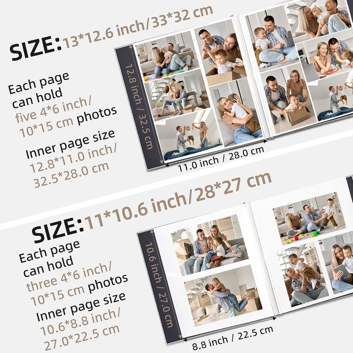 Vienrose Large Self Adhesive Scrapbook 120 Pages 13 x 12.6 in Beige