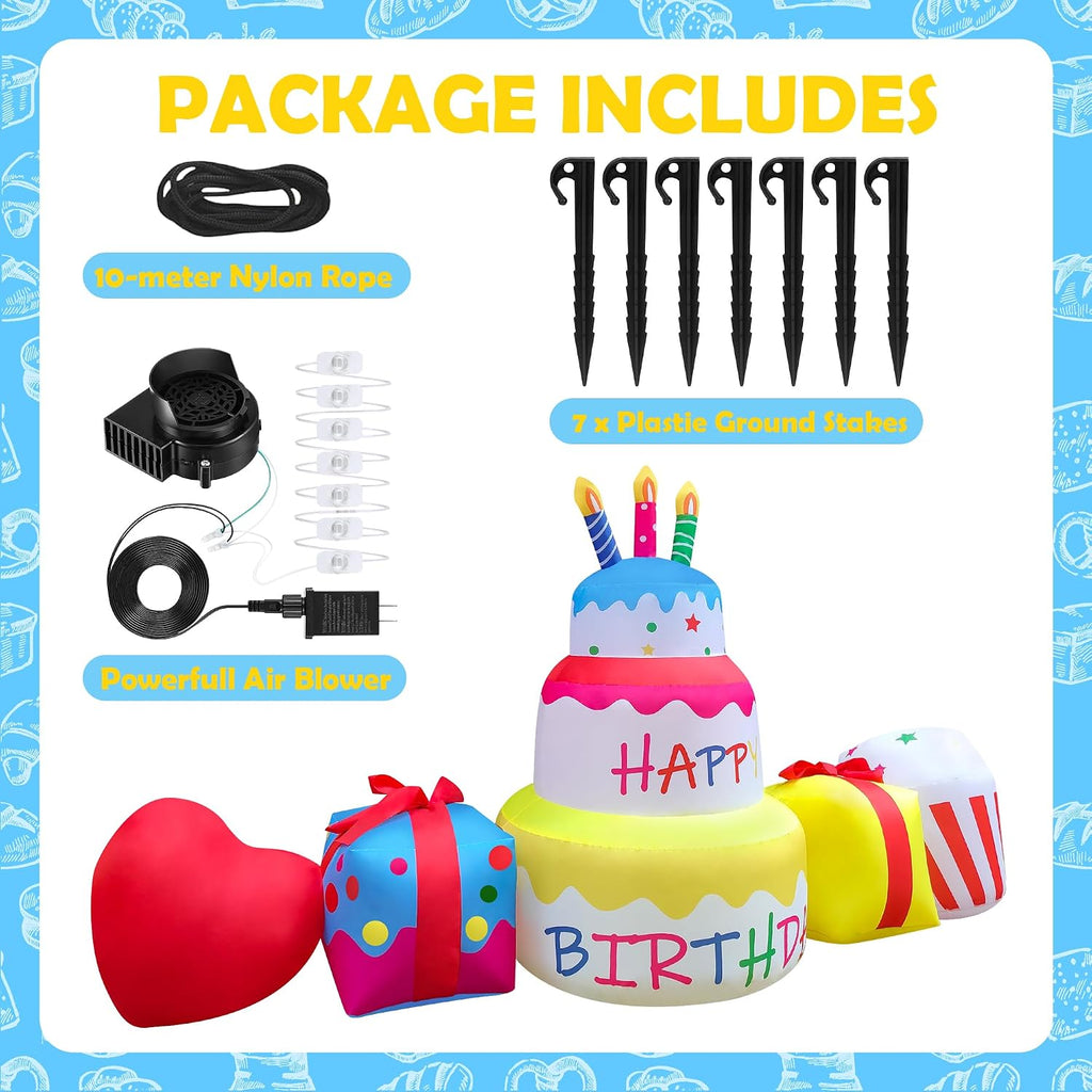 10ft inflatable birthday cake decoration birthday inflatable blow, close-up detail