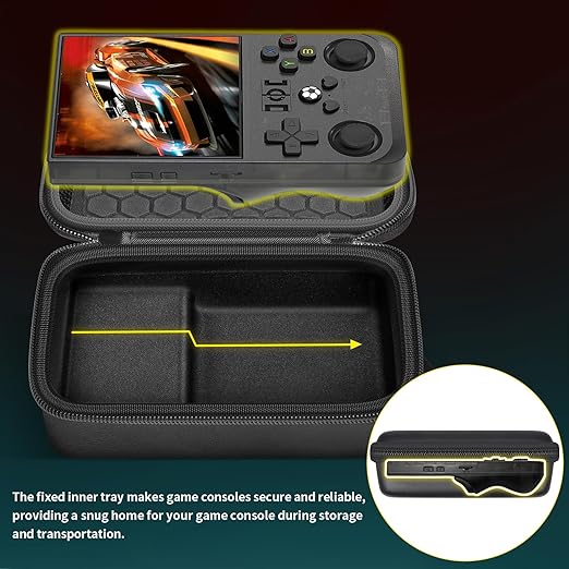 casmilee Retro Gaming Console Case for R36MAX Game Consoles, Handheld Gameboy Video Emulator Storage Holder Organizer, Portable Carrying Bag for USB Cables, SD Cards and Batteries (Box Only)