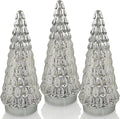 silver tabletop christmas tree 3pcs, small mercury glass, main product view