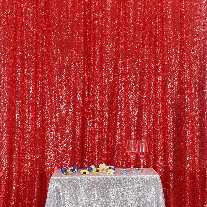 Eternal Beauty Red Sequin Backdrop, 20x10 Ft Glitter Background Curtains for Christmas Shimmer Photography Party Wedding Birthday Back Drop Decor