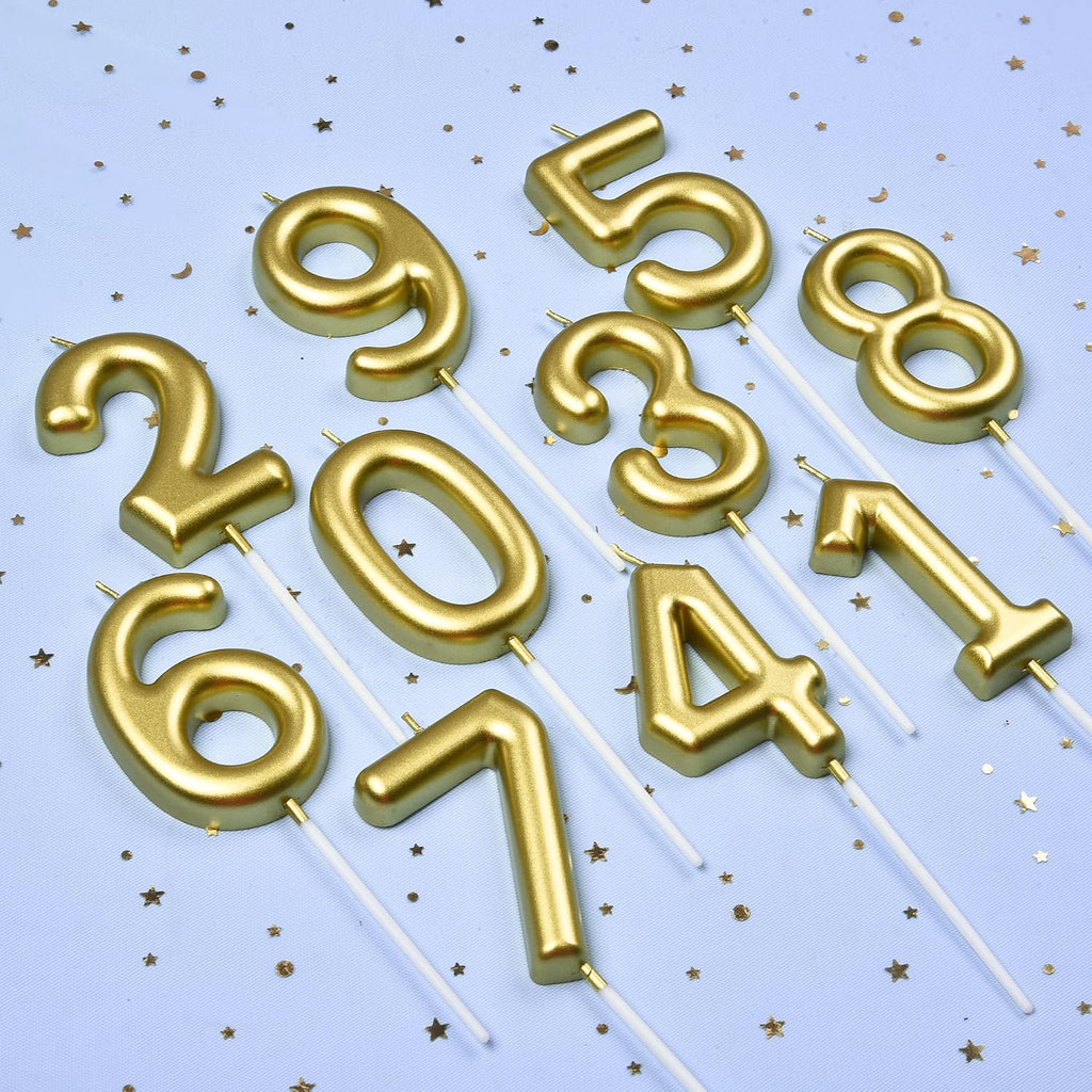 2.76 Inch Classical Gold 30 Number Birthday Candles, Gold and Cake Number Candles for Party Celebration