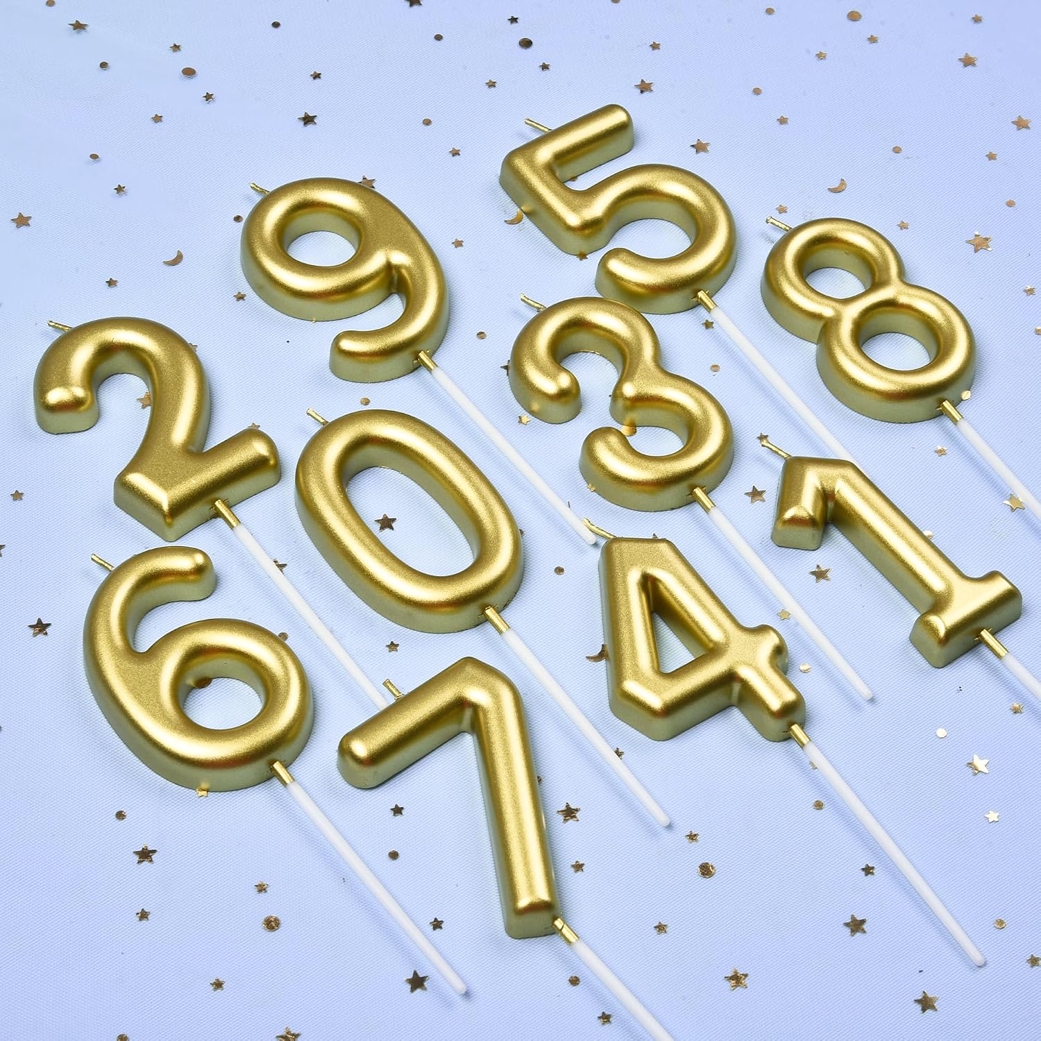 2.76 Inch Classical Gold 30 Number Birthday Candles, Gold and Cake Number Candles for Party Celebration