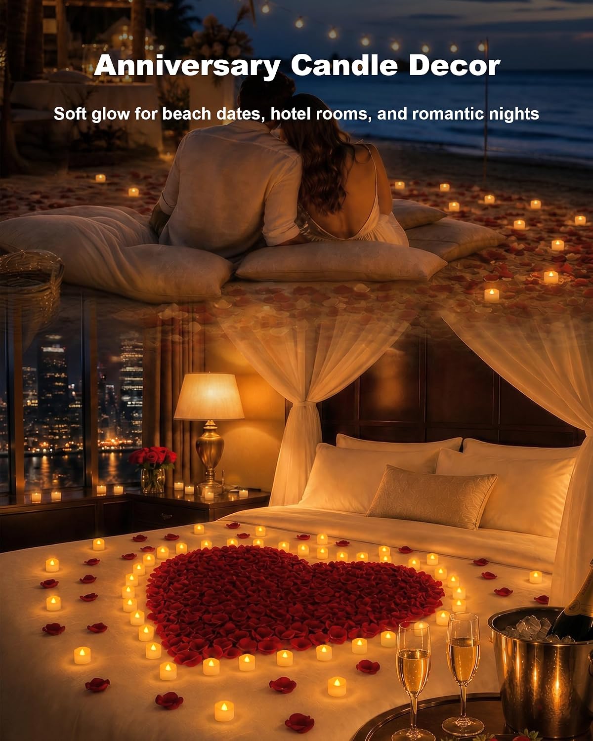Homemory 100-Pack Flameless Tea Lights Candles Battery Operated, 200+ Hours