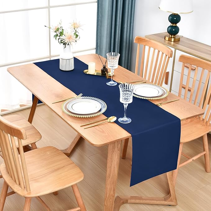 Farmhouse Navy Blue Table Runner Dining Table Runners 60 Inches Long Coffee Table Runner for Dresser Living Room Bedroom Holiday Party Banquet 12X60 Inch