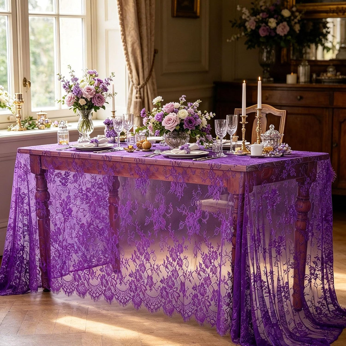B-COOL Lace Tablecloths 2 Pieces 60 x 120 Inch Wedding Rectangle Table