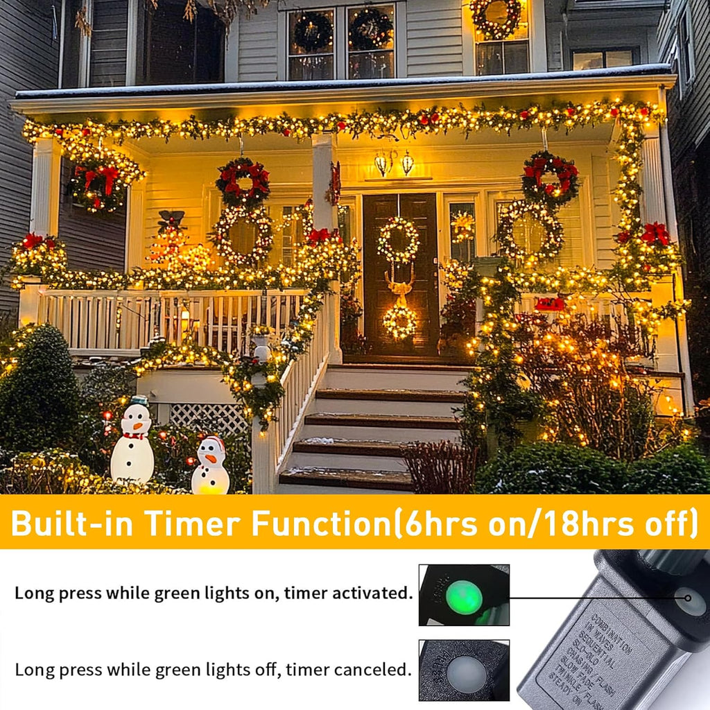 JMEXSUSS 1000LED Green Wire String Lights Warm White (Pack of 2)