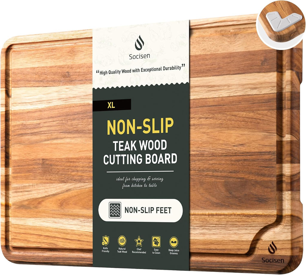 teak wood cutting boards for kitchen 17'' wooden, main product view