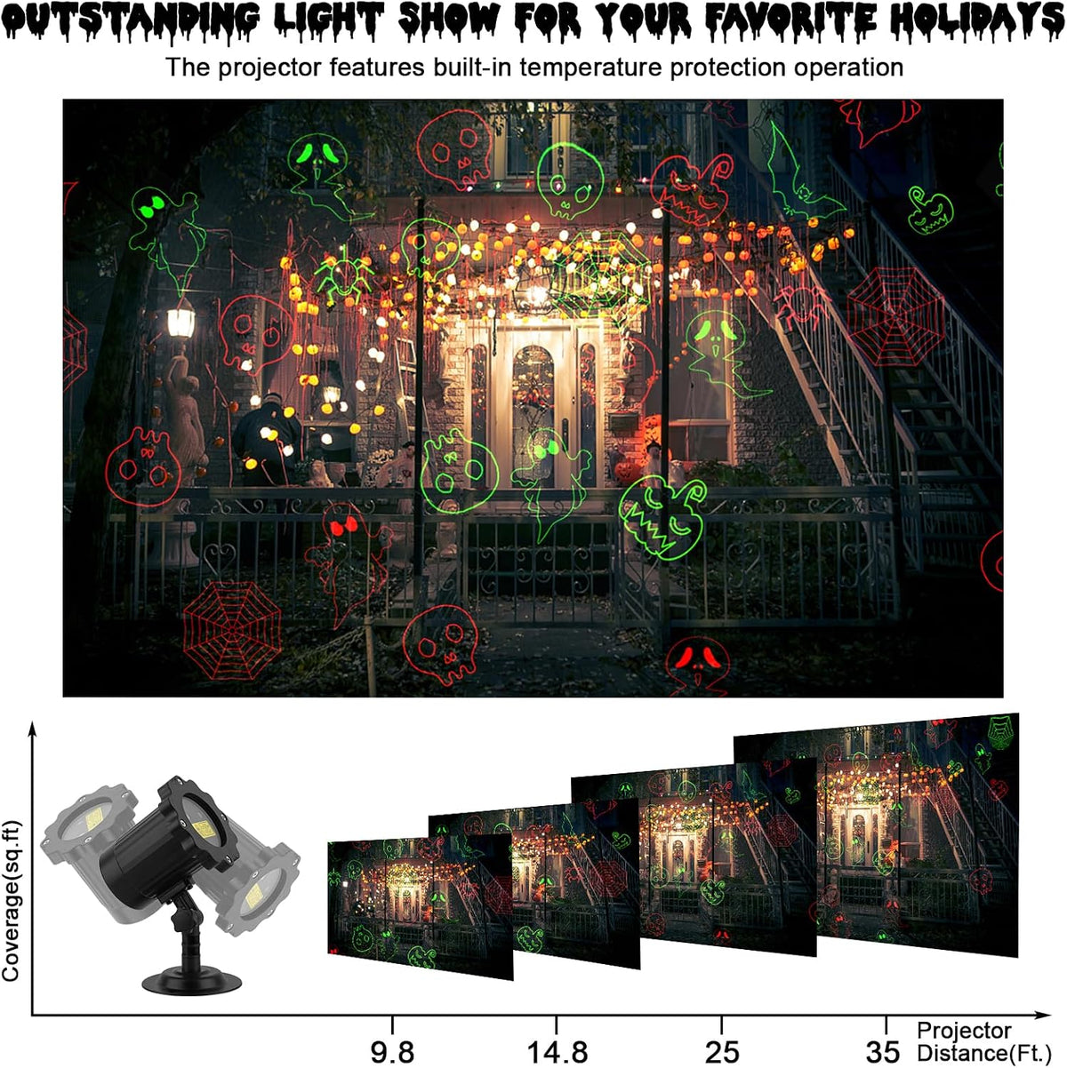 Halloween Projector Lights Outdoor, Waterproof Halloween Laser Projector Ligh...