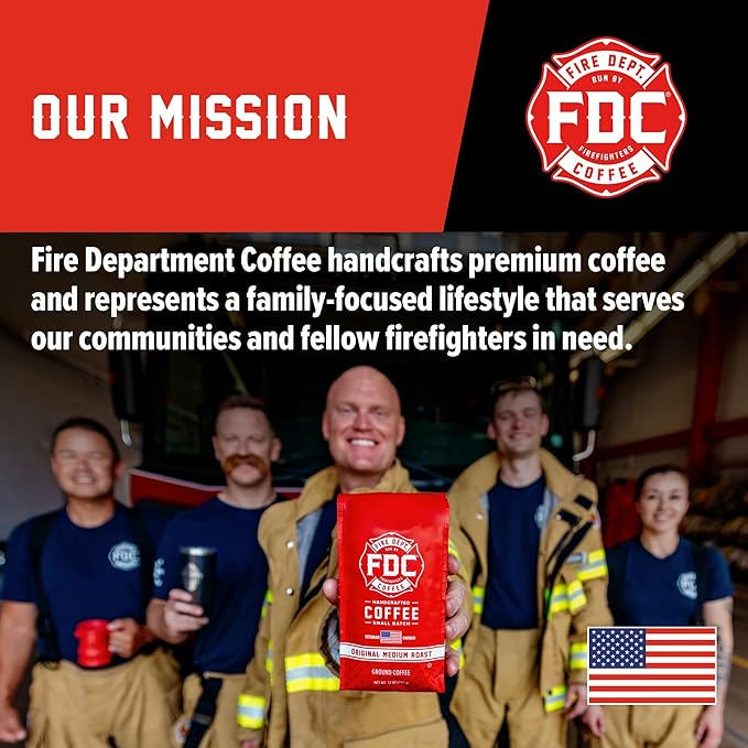 Fire Department Coffee - Gives Back to Firefighters - Irish Whiskey Infused Coffee Beans - Medium Roast - Non-Alcoholic - Roasted in the USA - Whole Bean - Veteran Owned - 12 oz