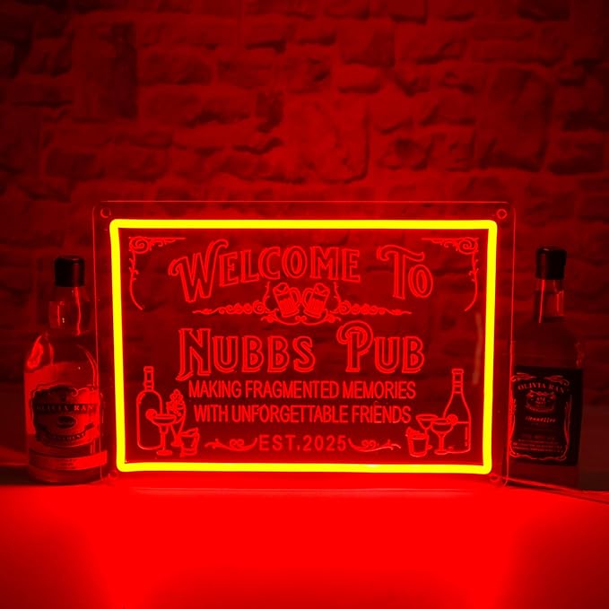Custom Bar Neon Sign for Man Cave, Personalized LED Whiskey Cocktail Beer Signs, Customized Bar Neon Lights for Home Pub Tavern Bistro Business Wall Decor, Customizable Bar Signs for Men Dad Gifts