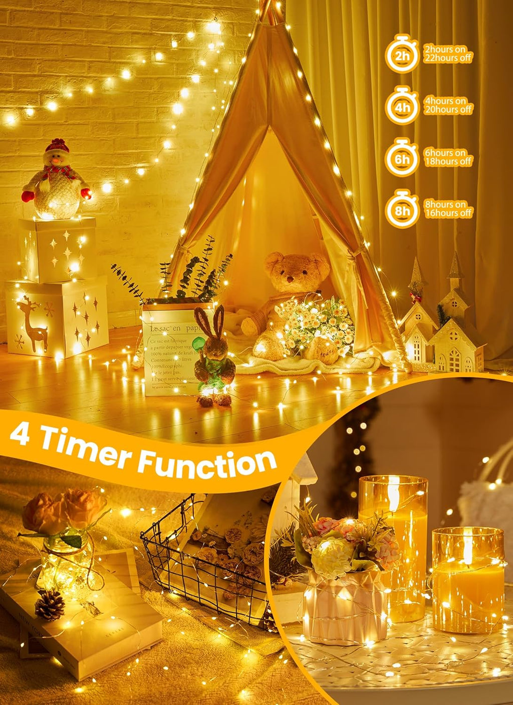 Fairy Lights with Remote, 8 Modes & Timer, 66 Feet 200 Led Christmas Light Twinkle Lights Plug in, Waterproof String Lights for Bedroom Decor Home Girl's Room Garden Party Christmas Decorations