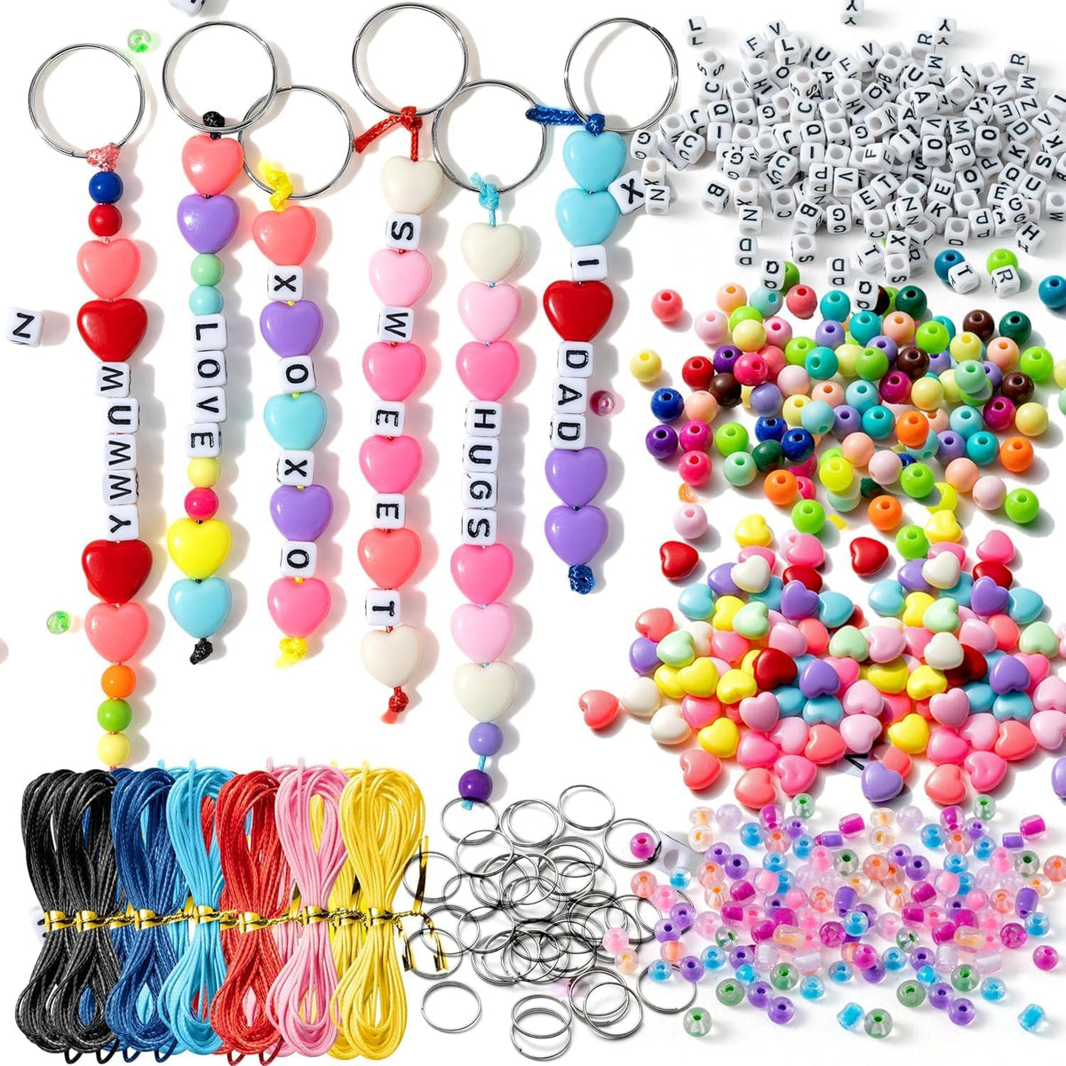 watinc bead keychain making kit, diy name beads, main product view