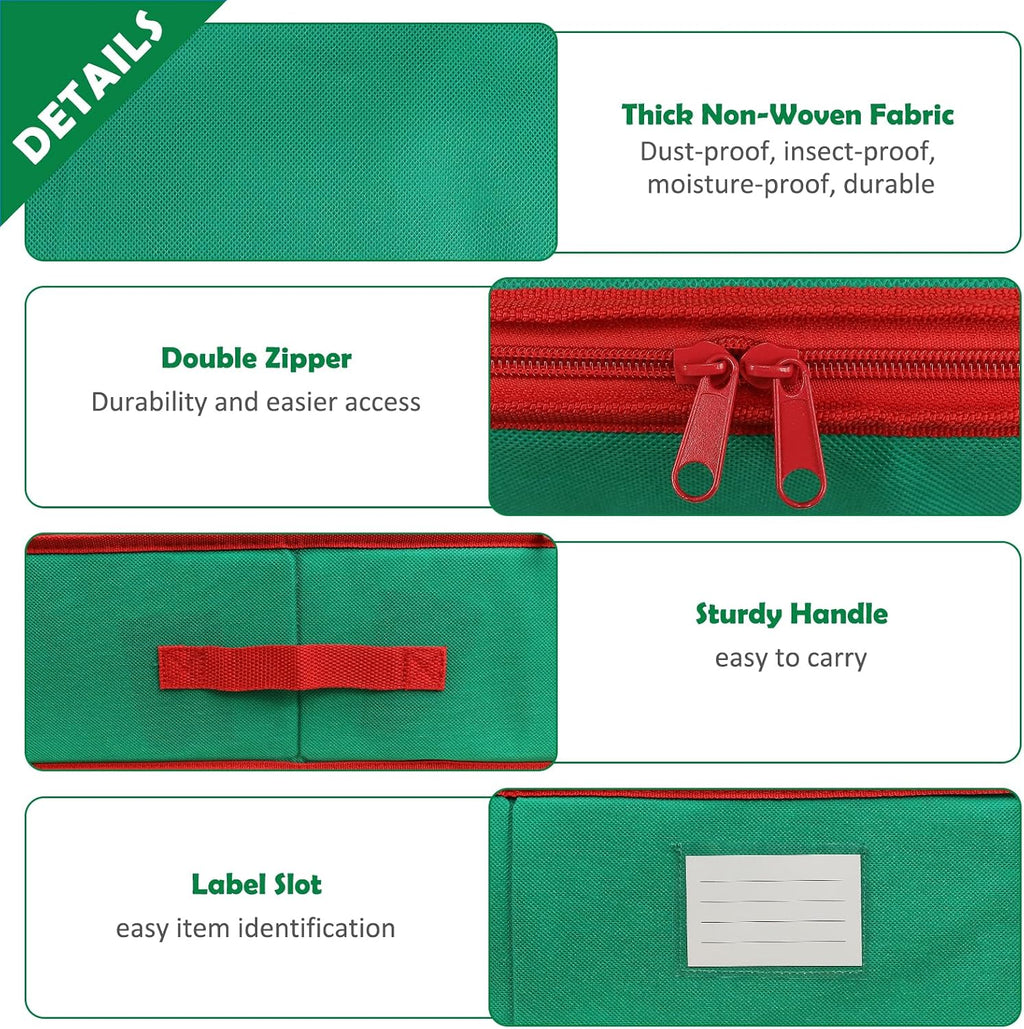 Christmas Wrapping Paper Organizer Storage Bag Containers Interior Pockets 41" Fits Up to 27 Rolls 3/8” Diam, Green