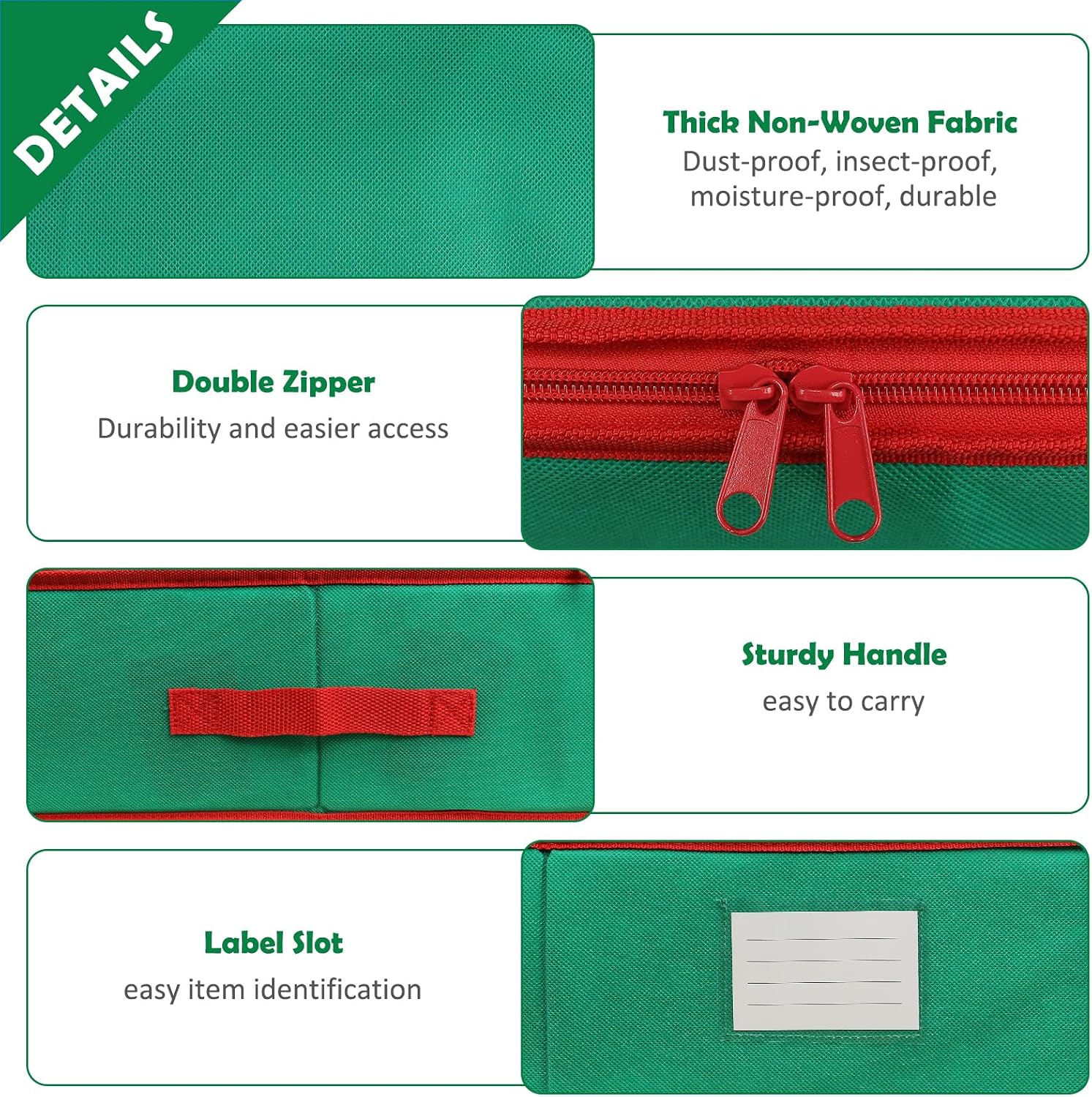 Christmas Wrapping Paper Organizer Storage Bag Containers Interior Pockets 41" Fits Up to 27 Rolls 3/8” Diam, Green