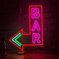 Bar Neon Sign with Dimmer switch, Colorful Bar Led Neon Light Pink Letter Light up Sign for Beer Pub Club Party Wall Decor(16.54 * 12.6In)