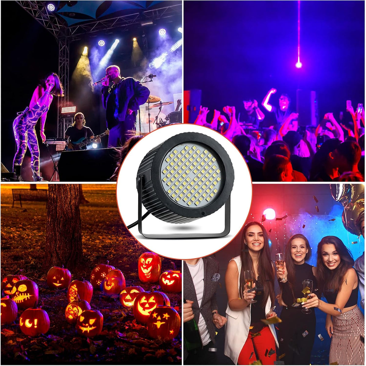 Funtery 4 Pcs Strobe Lights 88 LEDs Sound Activated Stage DJ,White