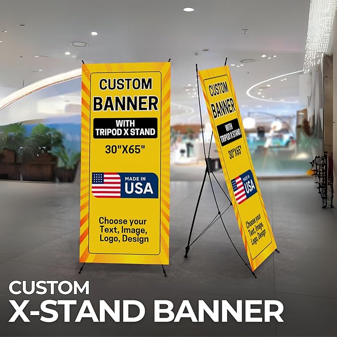 Custom Banner With X Stand By Dreamcontroller(30" X 65") | Personalized X Banner Stand For Advertising, Stores, Tradeshow, Restaurant, Event, Birthday & Party | Made In Usa | Fast Delivery | Hd Print