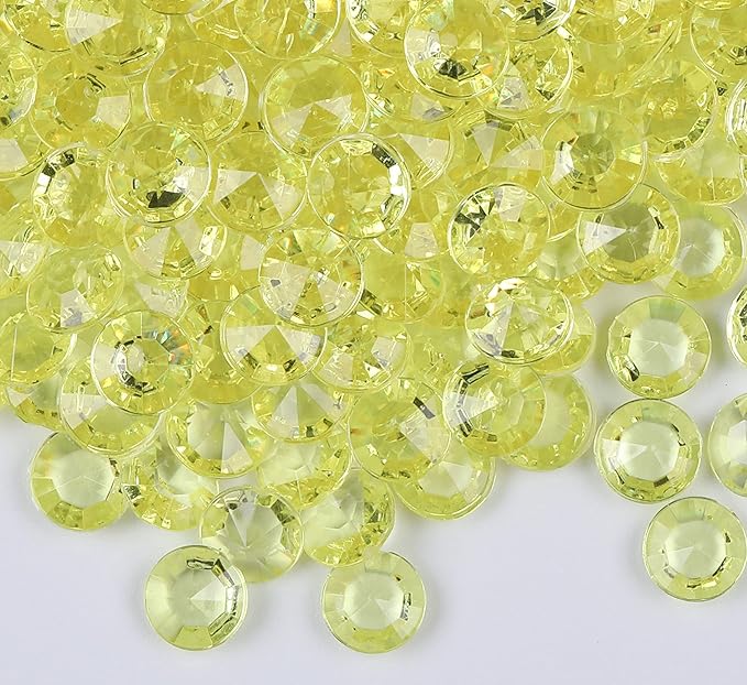 1000pcs/ Pack Wedding Table Acrylic Diamond Scatter Crystals Confetti Acrylic Gems Vase Fillers Rhinestones for Wedding, Bridal Shower, Vase Beads Decorations (10mm, Light Yellow)