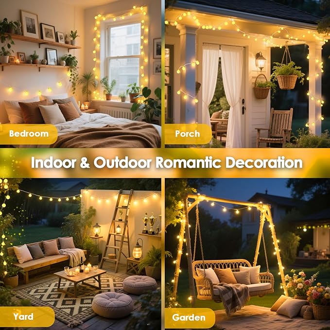 300LED Connectable Globe String Lights Indoor Outdoor for Bedroom, 108ft Warm White Christmas Lights with Remote, Waterproof Fairy Light Plug in 8 Modes for Room Classroom Wedding Christmas Decor