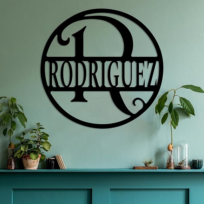Personalized Metal Name Signs, Split Letter Monogram Wall Decor, Custom Last Name Sign, Family Name Sign for Outdoor, Personalized Wedding Gift, Garden Decor, Metal Wall Art, Housewarming Gift (MonogramDesign_3)