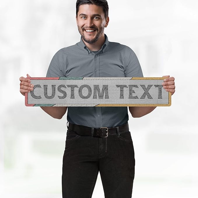 Custom Sign, Custom Street Sign, 11 Font Colors, 13 Font Styles, 4 Hole Options, 22 Sizes, 6x30 Inches, Rust Free DiBound, Fade Resistant, Made in USA by My Sign Center (Fauxsaic 2)