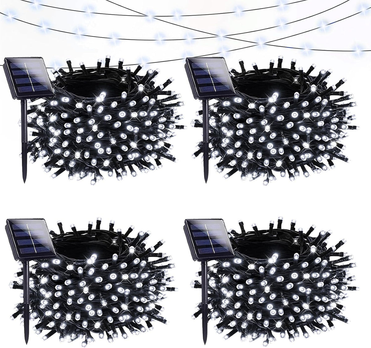 solar christmas lights outdoor 4 pack 152ft 400led, main product view