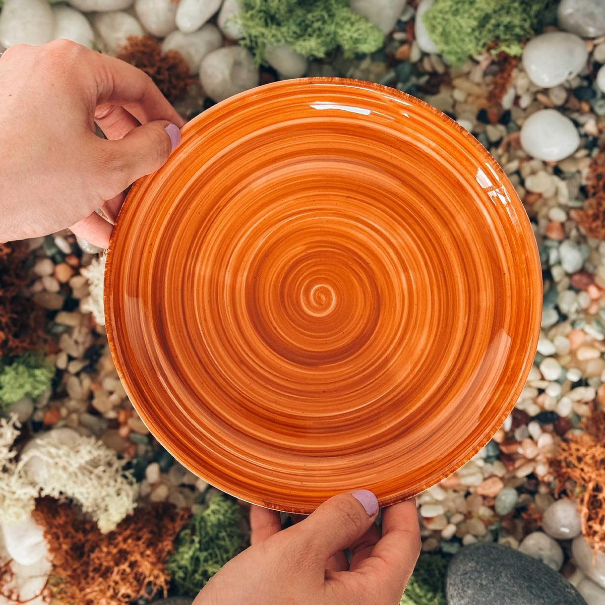 MORA Ceramic Helix Swirl Salad Plates Set of 6, 8in Spiral Porcelain Dish for...