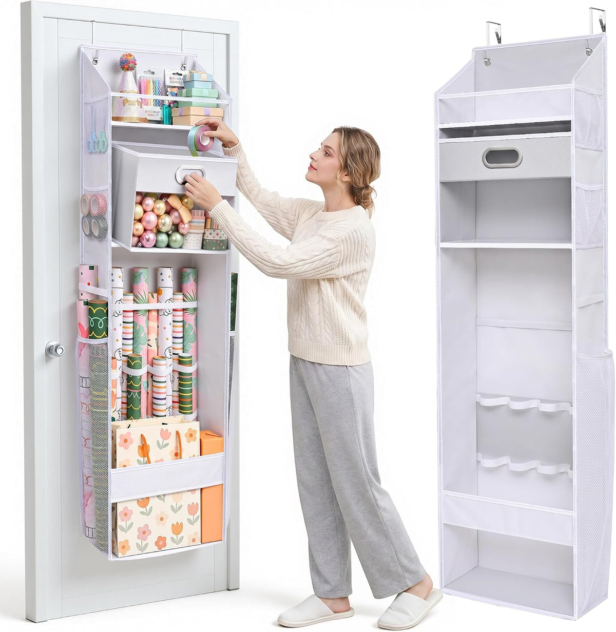 ordovibe wrapping paper storage organizer, over the door, main product view