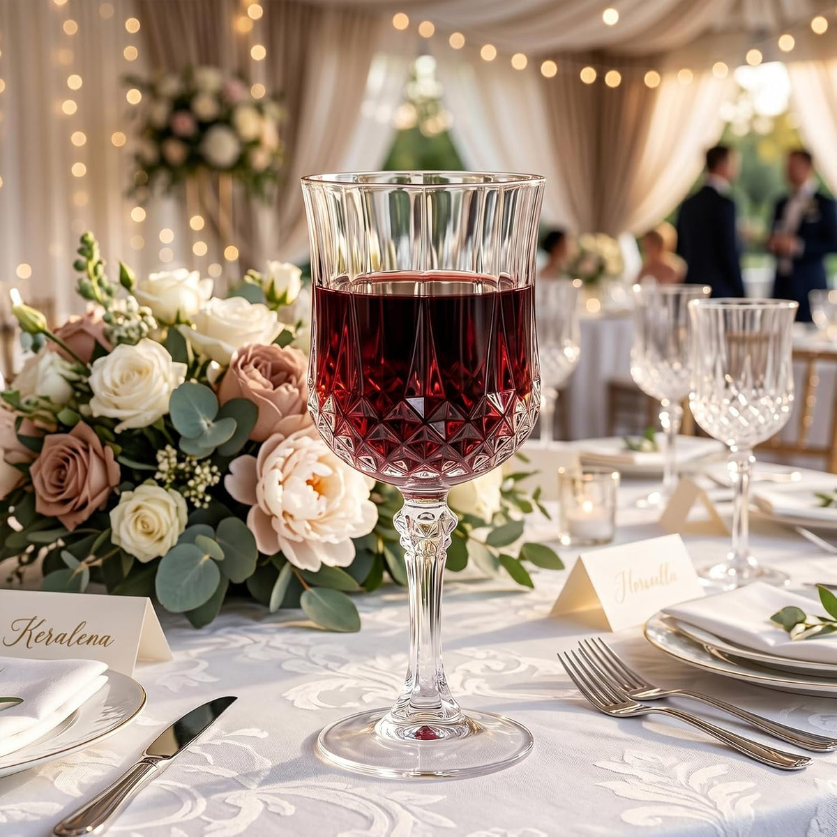 ciaell 48pcs plastic wine glasses - 7 oz, front angle view