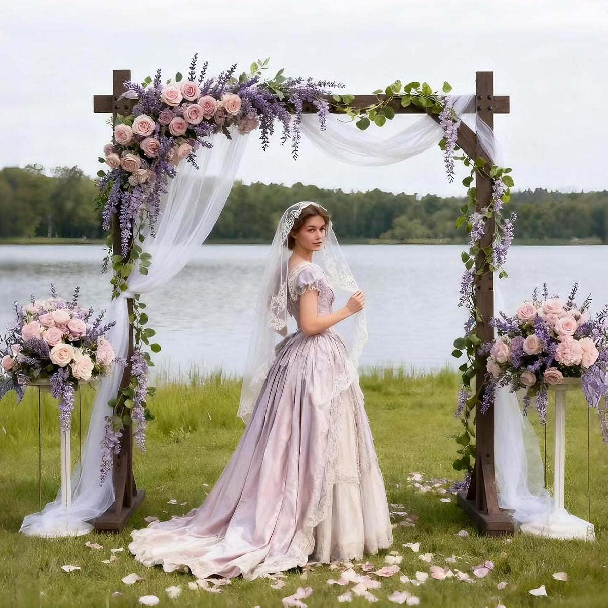 7.48 FT Wooden Arch Square Wood Wedding Arches for Ceremony Wooden Arbor for ...
