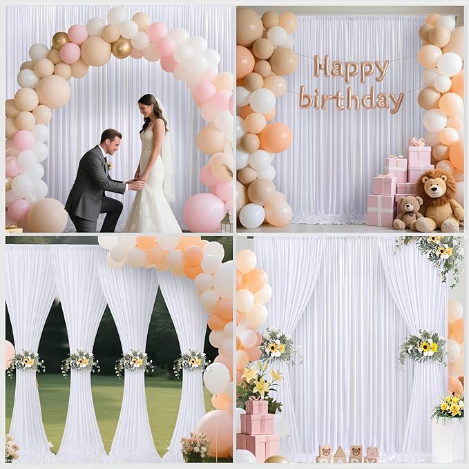 30x10ft Backdrop Curtains for Parties, 6 Panels 5x10ft Photography Backdrop Curtain with Rod Pocket,Backdrop Polyester Background Drapes,Wedding Backdrop Drapes for Birthday Baby Shower Home Decor