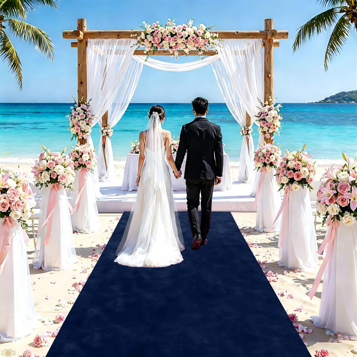 FUHSY Navy Blue Aisle Decorations for Wedding Ceremony 4FT Wide Aisle Runner ...