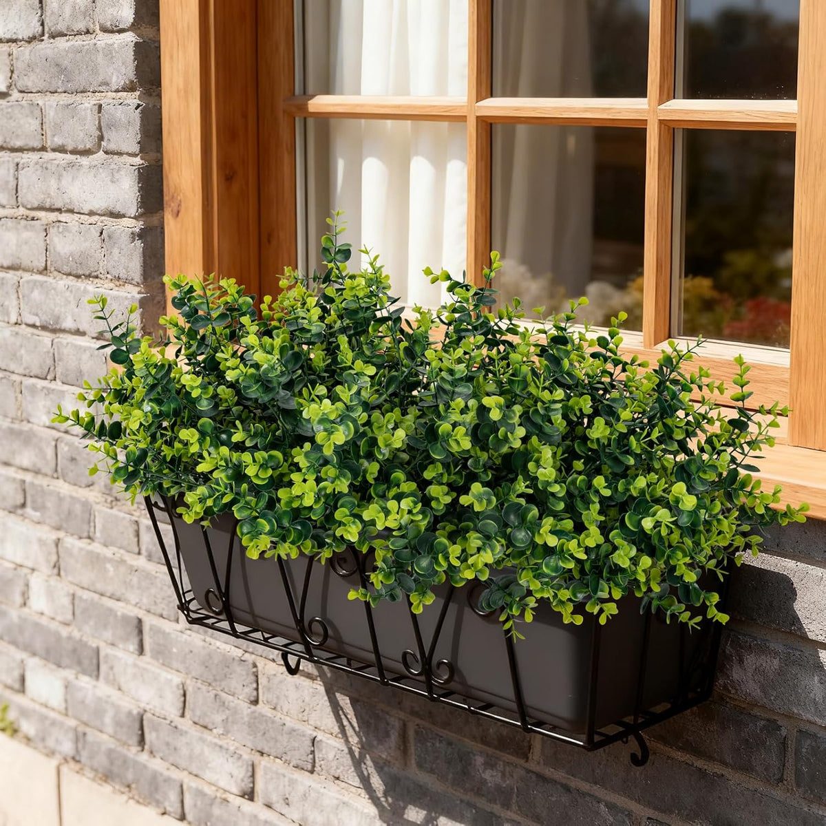 Artificial Fake Greenery Plants Boxwood Shrubs Grass for Outdoor,12 Bundles