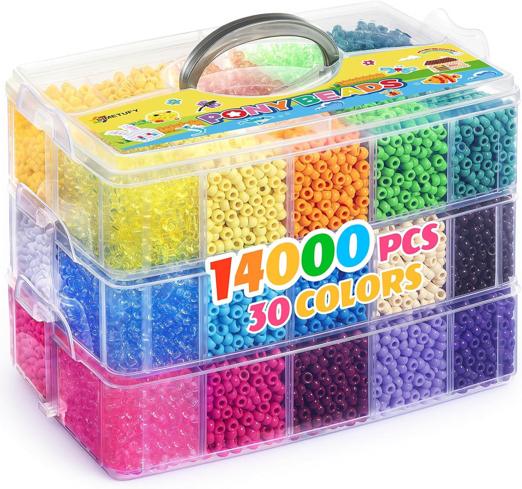 simetufy 14000pcs pony beads bulk, 30 colors 6x9, main product view