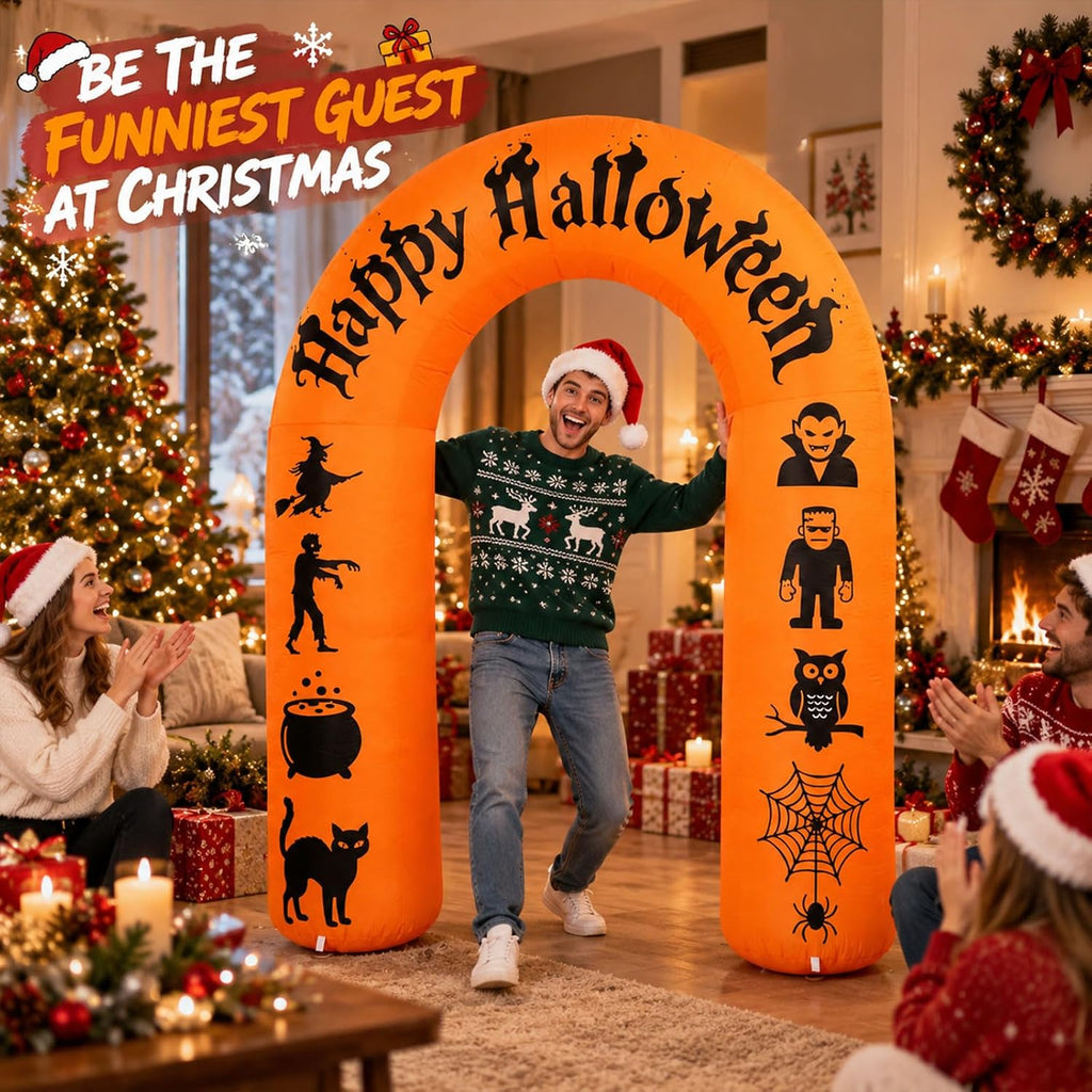 8ft halloween inflatable arch with led lights, orange, package contents