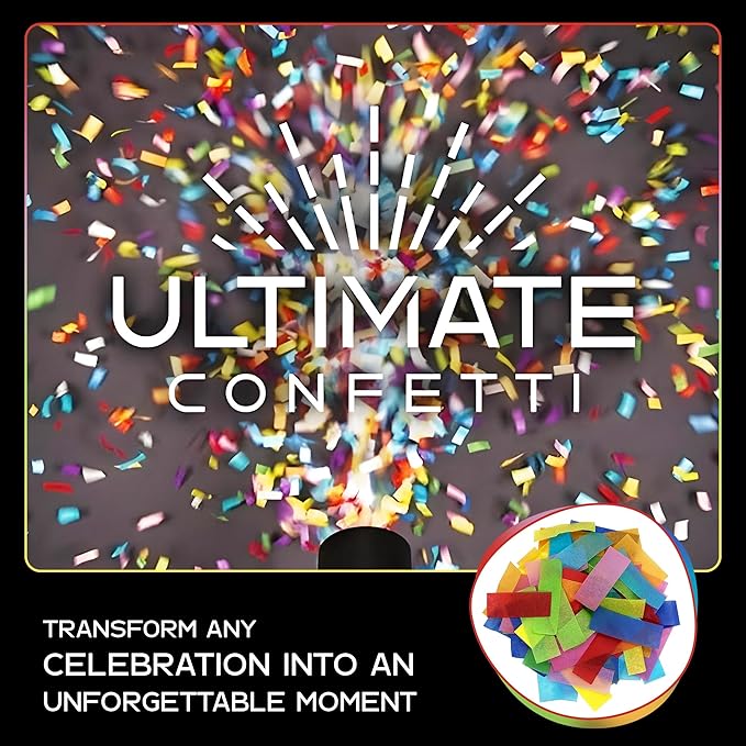 Ultimate Confetti, Multicolor Biodegradable Confetti - Rectangular Fluttering Tissue Paper Confetti for Cannon and Launcher use – Best for Gender Reveal, Parties, Concerts and Weddings - 20 lb, 320 oz