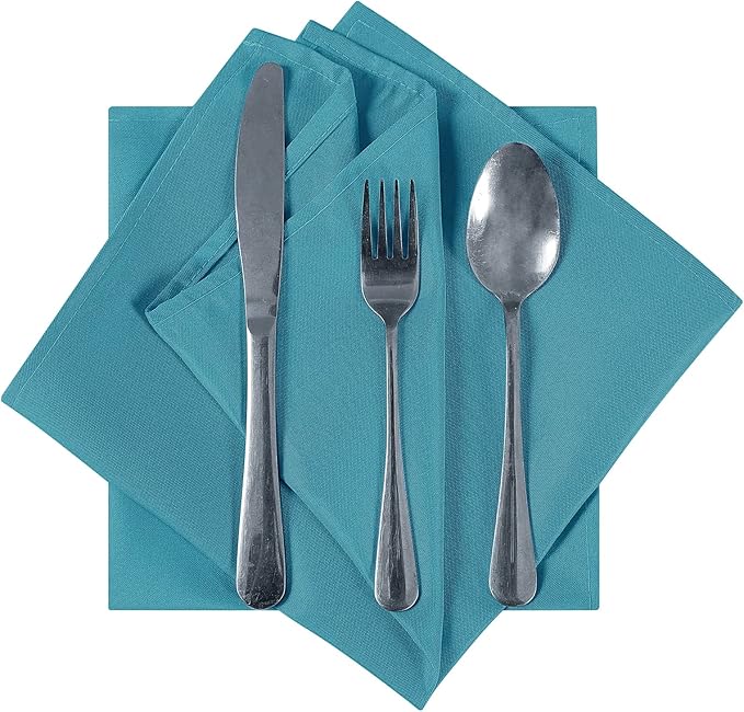 Cloth Napkins 17x17 inch Washable Polyester Dinner Napkins Soft Table Napkins for Wedding Party Dining Banquet(Caribbean Blue,25PCS)