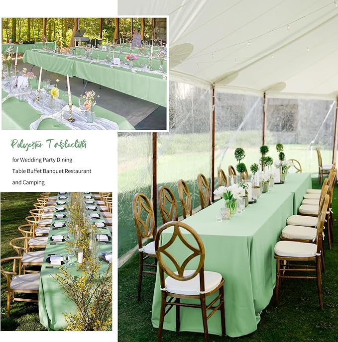 12 Pack 60 x 126 Inch Rectangle Tablecloth Sage Green Polyester Tablecloth for 8 Ft Rectangle Tables, Washable Fabric Table Cloth for Wedding Dining Table Buffet Parties Camping