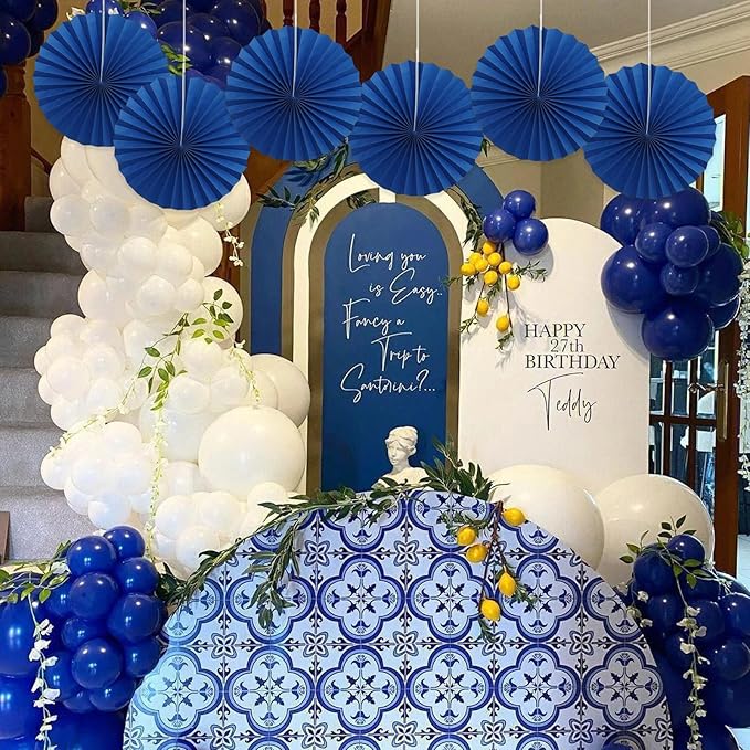 BARTHEW Blue Birthday Decorations,DIY Blue Paper Fans Hanging Decoration ,Party Decorations for Adults 16in, Royal Blue Birthday Decorations,Baby Shower Decorations 30 Color DIY Set (Navy Blue)