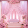 20ftx14FT Wrinkle Free Pink Backdrop Curtain, 4 Panels 14FT Height Pink Wedding Backdrop Drapes, Silky Polyester Back Drop Cloth for Birthday Photography Background Party Backdrop Draping