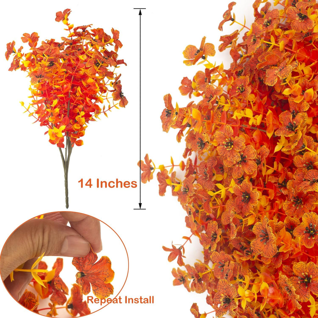 grunyia 16 bundles artificial fall flowers for outdoors shown in use